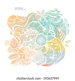 Abstract tribal ethnic background. Vector flower pattern. Pastel colors