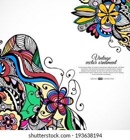 Abstract tribal ethnic background. Vector flower pattern