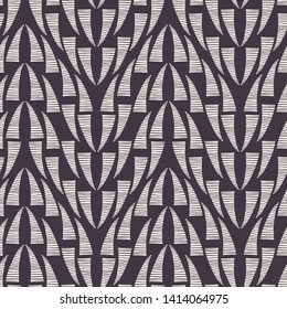 Abstract tribal ethnic leaf motif scandi style. Vector seamless pattern. Simple folk art nature textiles swatch. Modern home decor. Traditional isolated motif. Trendy art deco folkloric all over print