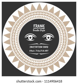 Abstract tribal ethnic pattern style vector frame .Native Invitation card. Folk style banner.