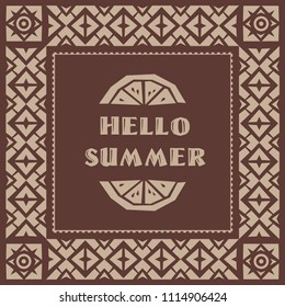 Abstract tribal ethnic pattern style vector frame . boho style frame and invitation .