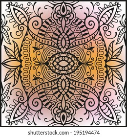 Abstract tribal ethnic seamless background, ornamental lace pattern hand drawn artwork