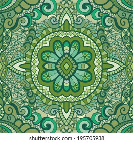 Abstract tribal ethnic seamless background, ornamental lace pattern hand drawn artwork, geometric ornament