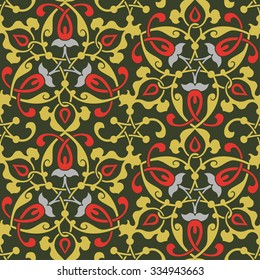 Abstract tribal ethnic seamless background, ornamental lace pattern in islamic style, geometric vector ornament