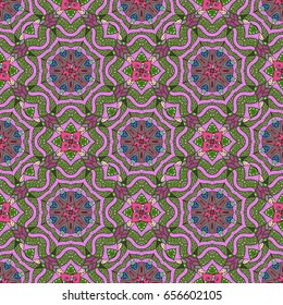 Abstract Tribal, ethnic texture. Orient, symmetry lace, meditation symbol. East, Islam, Thai, Indian, ottoman motifs. Mandala pattern. Vector Mandala colored. Arabic Vintage decorative ornament.