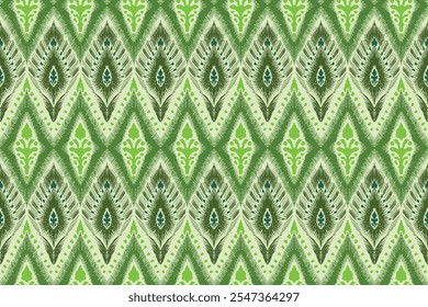 abstract tribal feather seamless pattern, Seamless Ikat Ogee Background Pattern, Seamless Ikat Chevron Background Pattern.