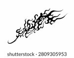 Abstract tribal fire flame vector illustration. Abstract Y2K style tattoo element isolated on white background