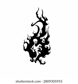 Abstract tribal fire flame vector illustration. Abstract Y2K style tattoo element isolated on white background