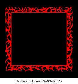 Abstrakter Tribal-Frame-Vektor mit Flammenmuster, perfekt für dunkle Designkompositionen, Tattoo Art oder Metall Streetwear-Grafiken