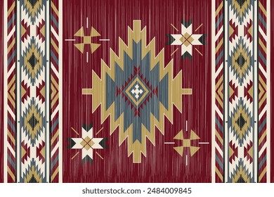 Abstract Tribal Geometric Rug Pattern Traditional Native American Design