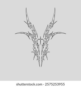 Abstract tribal goat skull design. Sharp and symmetrical vector illustration, perfect for tattoos, logos, or gothic-style projects