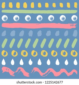 Abstract tribal hand drawn background with brush strokes, blots, splashes and lines. Vector illustration EPS 10 file.