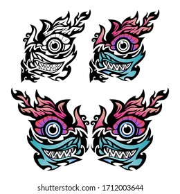 Abstract Tribal idea. Black White and Colorful Collection. No.1