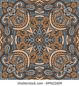 Abstract Tribal indian mosaic motif seamless pattern. Bohemian Geometric print