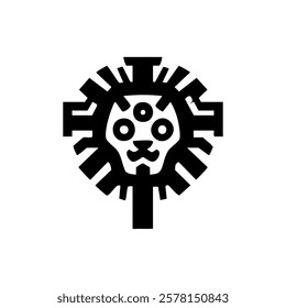 Abstract Tribal Lion Symbol with Geometric Silhouette