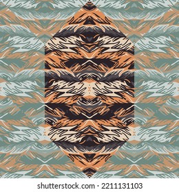 Abstract tribal mosaic seamless pattern. Creative geometric ethnic tile. Vintage ornament design for fabric, textile print, wrapping paper, cover. Vector illustration
