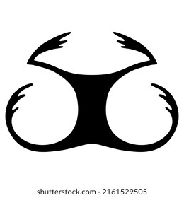 Abstract tribal motif. Ethnic symbol from ancient China. Stylized human figure of ancestor. Black and white silhouette.