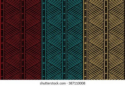 Abstract Tribal Pattern. African Lines Pattern. Seamless  Ethnic Pattern with Lines. Colorful Pattern. Vector Pattern. Stripes Pattern. Vector Seamless Pattern.