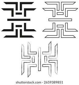 Padrão tribal abstrato. Arte geométrica. Vetor branco preto. Ilustração étnica moderna. EPS 10.
