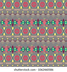 abstract tribal pattern, repeated ethnic elements, hand drawn, vector illustration