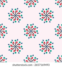 Padrão tribal abstrato, Design de padrão de impressão de têxteis, verde vermelho e azul design de contraste 
