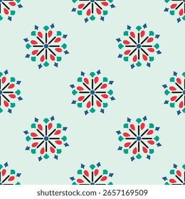 Padrão tribal abstrato, Design de padrão de impressão de têxteis, verde vermelho e azul design de contraste 