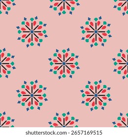 Patrón tribal Abstractas, diseño de patrón de impresión textil, diseño de contraste verde, rojo y azul 