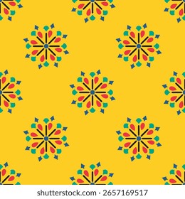 Patrón tribal Abstractas, diseño de patrón de impresión textil, diseño de contraste verde, rojo y azul 