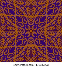 Abstract tribal seamless floral pattern, decorative background, vector