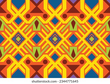 patrón tribal abstracto sin soldadura, fondo de forma geométrica, color pastel amarillo, naranja y azul, plantillas de diseño para papel de pared, ropa, alfombra, envoltura, tela, textil