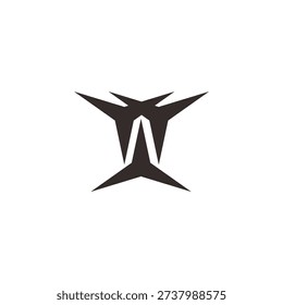Abstract Tribal Star Logo with Sharp Geometric Symmetrical Design in Black