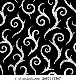 Abstrato tribal redemoinhos padrão sem emenda. Plano de fundo de design plano de ilustração de vetor. 