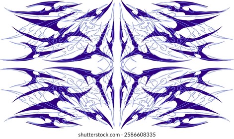 Abstract tribal symmetrical vector with sharp edges, futuristic gothic style, perfect for tattoo and decor