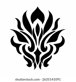 Abstract Tribal Tattoo Design Symmetrical Flame Pattern