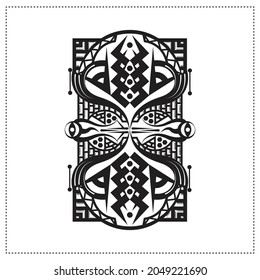abstract tribal tattoo with mystical style in black and white.