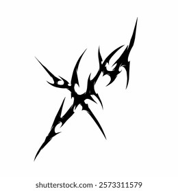 Abstract tribal tattoo vector design with sharp, dynamic spikes. Perfect for logo, tattoo, and decorative purposes. High-quality, bold black silhouette