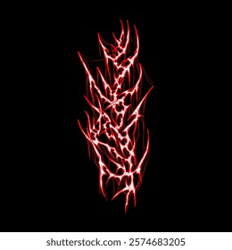 abstract tribal vector design with sharp and jagged patterns red glowing on a dark background. Ideal for modern, edgy, and decorative projects