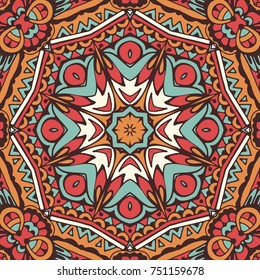 Abstract Tribal vintage ethnic mandala flower seamless pattern ornamental