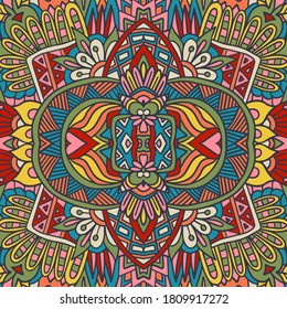 Abstract Tribal vintage ethnic seamless pattern ornamental. Vector colorful geomertric art background