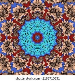 Abstract Tribal vintage ethnic seamless pattern ornamental. Festive colorful background design