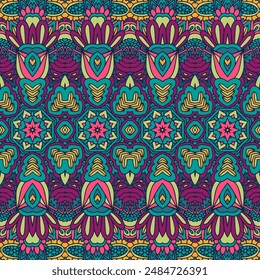 Abstract Tribal vintage ethnic seamless pattern ornamental. Ethnic design geomertric art background. Colorful star geometric psychedelic folkloric style print.