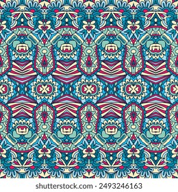 Abstract Tribal vintage ethnic seamless pattern ornamental. Ethnic design geomertric art background. Colorful folkloric print.