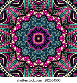 Abstract Tribal vintage ethnic seamless pattern ornamental. Festive colorful background design