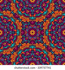 Abstract Tribal vintage ethnic seamless pattern ornamental . tiled floral doodle design