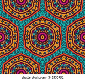 Abstract Tribal vintage ethnic seamless pattern ornamental. Festive colorful background design