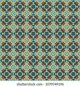 Abstract Tribal vintage white, green and gray colorful ethnic seamless pattern.