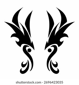 Abstract Tribal Wings or Feather Pattern Vector Design Element
