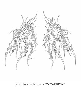 Abstract tribal wings vector design, perfect for tattoo templates, graphic design, or decorative purposes. Detailed and symmetrical, ideal for creative projects or body art concepts