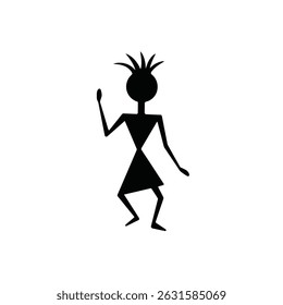Abstract tribal woman dancing silhouette art