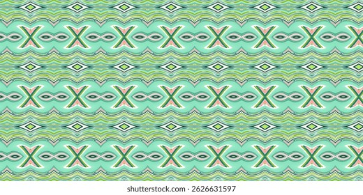 Abstract Tribal-Inspired Seamless Pattern with X and Oval Motifs